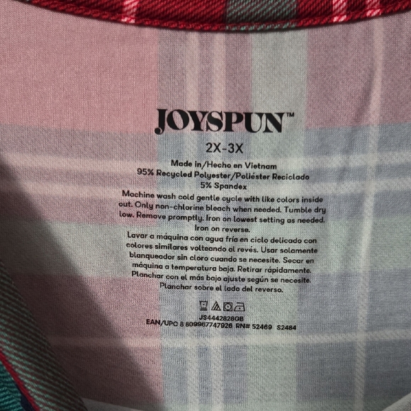 Red Plaid 'Merry' T-Shirt 2x-3x Night Gown - Picture 2 of 3